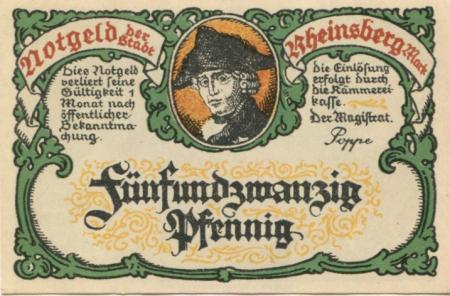 Rheinsberg - Stadt - -- - 25 Pfennig 
