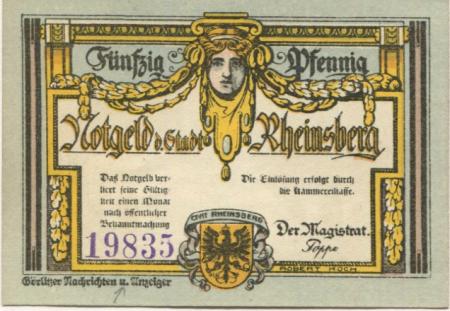 Rheinsberg - Stadt - -- - 50 Pfennig 