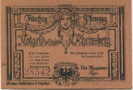 Rheinsberg - Stadt - -- - 50 Pfennig 