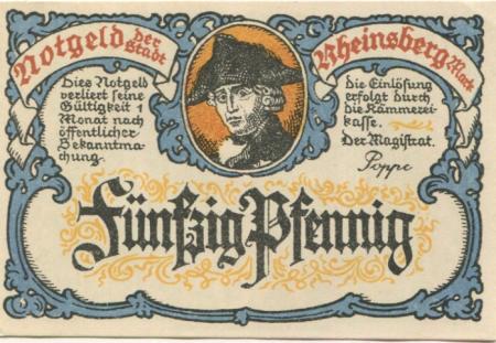 Rheinsberg - Stadt - -- - 50 Pfennig 