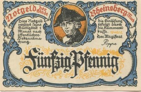 Rheinsberg - Stadt - -- - 50 Pfennig 