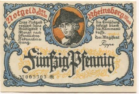 Rheinsberg - Stadt - -- - 50 Pfennig 