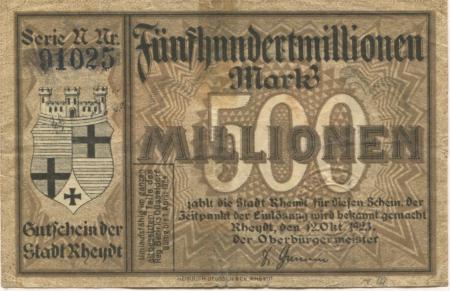 Rheydt (heute: Mönchengladbach) - Stadt - 12.10.1923 - 1.4.1924 - 500 Millionen Mark 