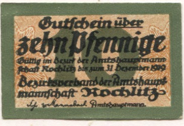 Rochlitz - Amtshauptmannschaft - - 31.12.1919 - 10 Pfennig 