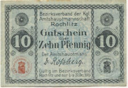 Rochlitz - Amtshauptmannschaft - - 31.12.1919 - 10 Pfennig 