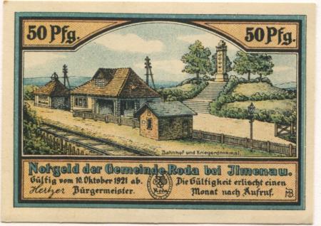 Roda (heute: Ilmenau) - Gemeinde - 10.10.1921 - 50 Pfennig 