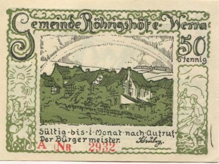 Röhrigshof (heute: Philippsthal) - Gemeinde - -- - 50 Pfennig 