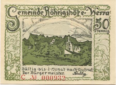 Röhrigshof (heute: Philippsthal) - Gemeinde - -- - 50 Pfennig 