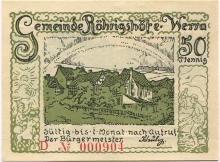 Röhrigshof (heute: Philippsthal) - Gemeinde - -- - 50 Pfennig 