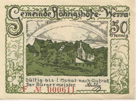Röhrigshof (heute: Philippsthal) - Gemeinde - -- - 50 Pfennig 