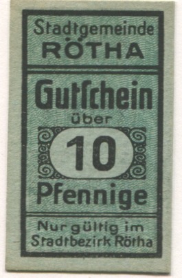 Rötha - Stadt - -- - 10 Pfennig 