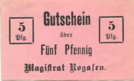 Rogasen (heute: PL-Rogozno) - Stadt - -- - 5 Pfennig 