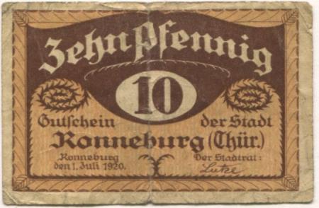 Ronneburg - Stadt - 1.7.1920 - 10 Pfennig 