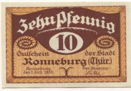 Ronneburg - Stadt - 1.7.1920 - 10 Pfennig 