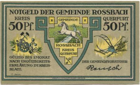 Roßbach (heute: Braunsbedra) - Gemeinde - -- - 50 Pfennig 