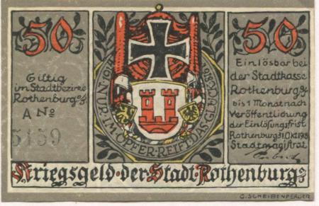 Rothenburg - Stadt - 1.10.1918 - 50 Pfennig 