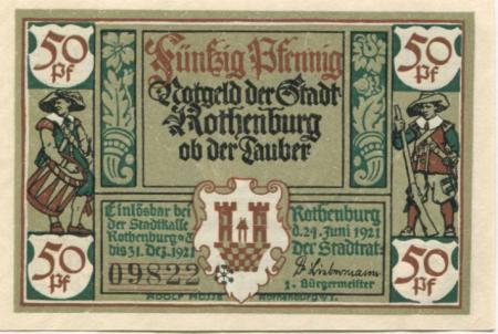 Rothenburg - Stadt - 24.6.1921 - 50 Pfennig 