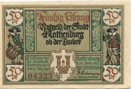 Rothenburg - Stadt - 24.6.1921 - 50 Pfennig 