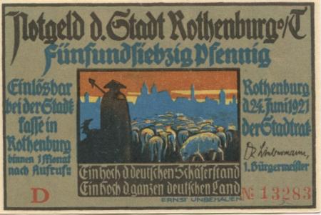 Rothenburg - Stadt - 24.6.1921 - 75 Pfennig 