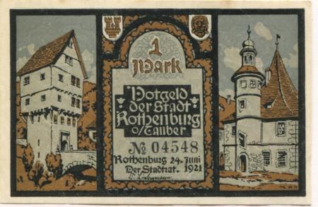Rothenburg - Stadt - 24.6.1921 - 1 Mark 