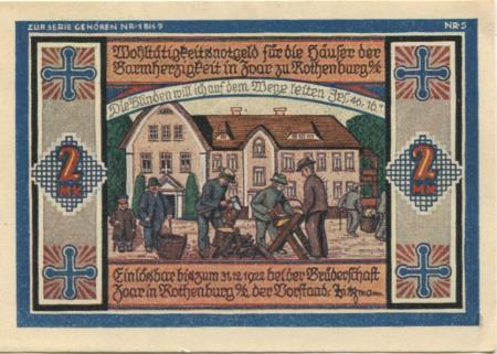 Rothenburg - Brüderschaft Zoar - - 31.12.1922 - 2 Mark 