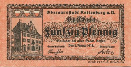 Rottenburg - Stadt - - 2.1.1918 - 1.1.1920 - 50 Pfennig 