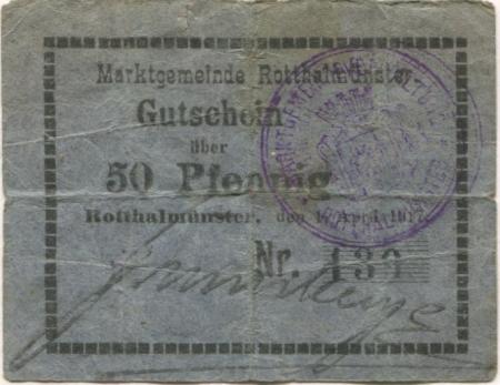 Rotthalmünster - Marktgemeinde - 1.4.1917 - 50 Pfennig 