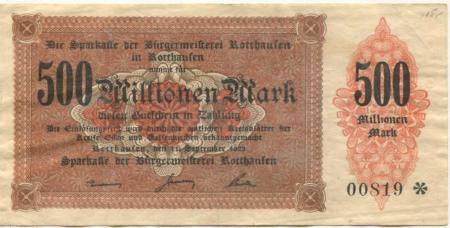 Rotthausen (heute: Gelsenkirchen) - Sparkasse der Bürgermeisterei - 18.9.1923 - 100 Milliarden Mark 