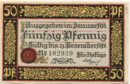 Rottweil - Stadt - Januar 1918 - 31.12.1919 - 50 Pfennig 