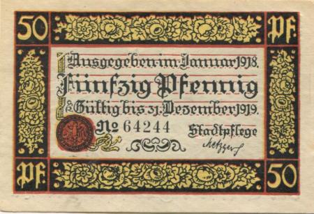 Rottweil - Stadt - Januar 1918 - 31.12.1919 - 50 Pfennig 