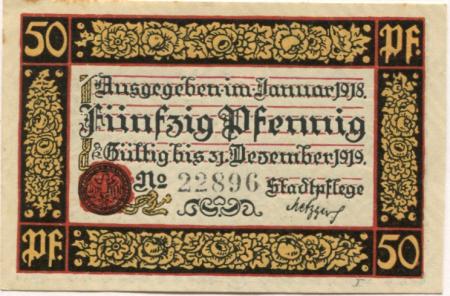 Rottweil - Stadt - Januar 1918 - 31.12.1919 - 50 Pfennig 