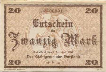 Rudolstadt - Stadt - 1.12.1918 - 20 Mark 