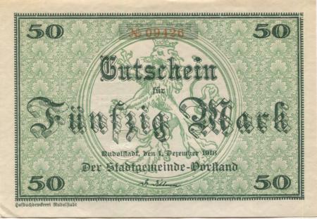 Rudolstadt - Stadt - 1.12.1918 - 50 Mark 