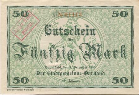 Rudolstadt - Stadt - 1.12.1918 - 50 Mark 