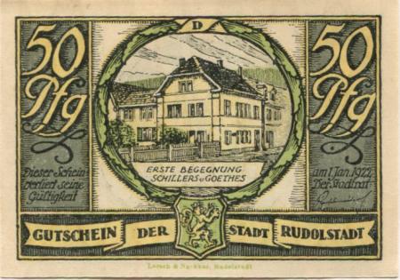 Rudolstadt - Stadt - - 1.1.1922 - 50 Pfennig 