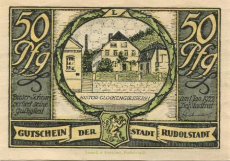 Rudolstadt - Stadt - - 1.1.1922 - 50 Pfennig 