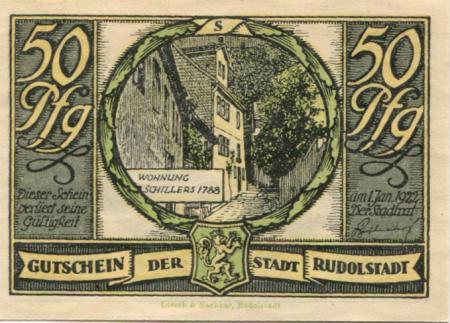 Rudolstadt - Stadt - - 1.1.1922 - 50 Pfennig 