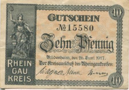 Rüdesheim - Rheingaukreis - 29.6.1917 - 10 Pfennig 