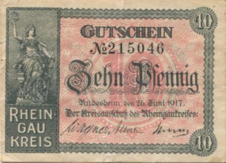 Rüdesheim - Rheingaukreis - 29.6.1917 - 10 Pfennig 