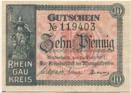 Rüdesheim - Rheingaukreis - 29.6.1917 - 10 Pfennig 