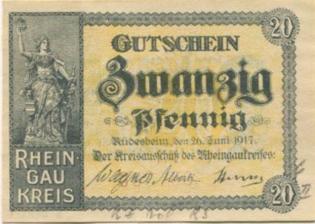 Rüdesheim - Rheingaukreis - 29.6.1917 - 20 Pfennig 