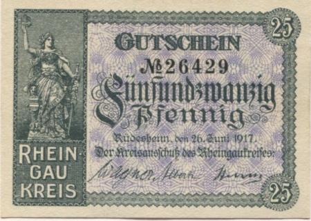 Rüdesheim - Rheingaukreis - 29.6.1917 - 25 Pfennig 