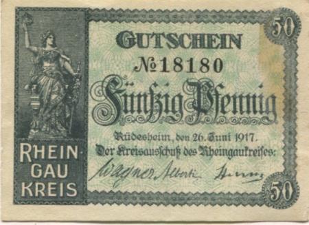 Rüdesheim - Rheingaukreis - 29.6.1917 - 50 Pfennig 