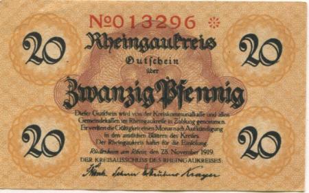 Rüdesheim - Rheingaukreis - 28.11.1919 - 20 Pfennig 