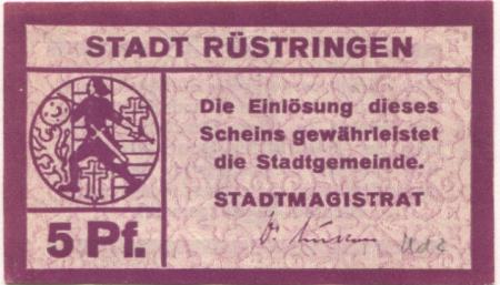 Rüstringen (heute: Wilhelmshaven) - Stadt - -- - 5 Pfennig 
