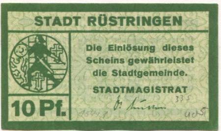 Rüstringen (heute: Wilhelmshaven) - Stadt - -- - 10 Pfennig 