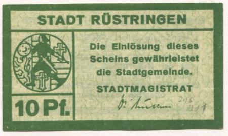 Rüstringen (heute: Wilhelmshaven) - Stadt - -- - 10 Pfennig 