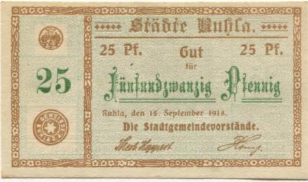 Ruhla - Städte - 15.9.1918 - 25 Pfennig 