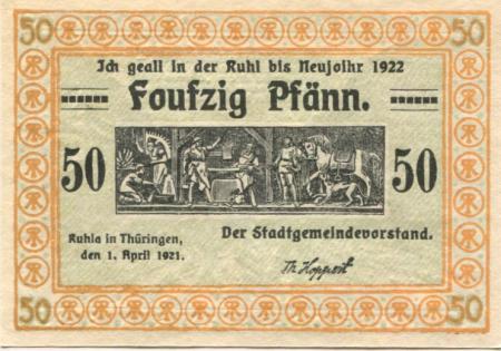 Ruhla - Stadt - 1.4.1921 - 1.1.1922 - 50 Pfennig 