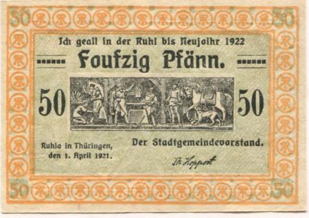 Ruhla - Stadt - 1.4.1921 - 1.1.1922 - 50 Pfennig 